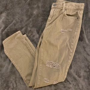 GAP Army Green Ripped Skinny Jeans